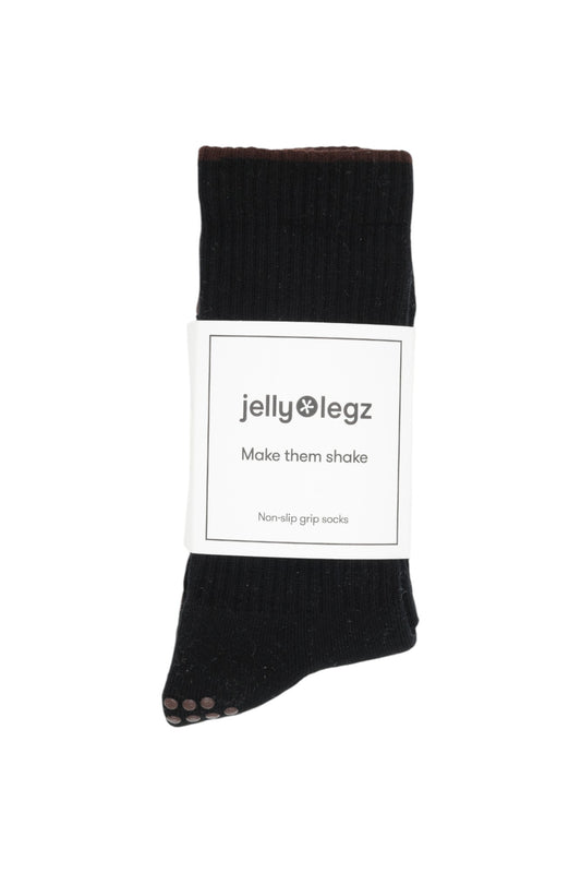 BLACK AND BROWN PILATES GRIP SOCKS