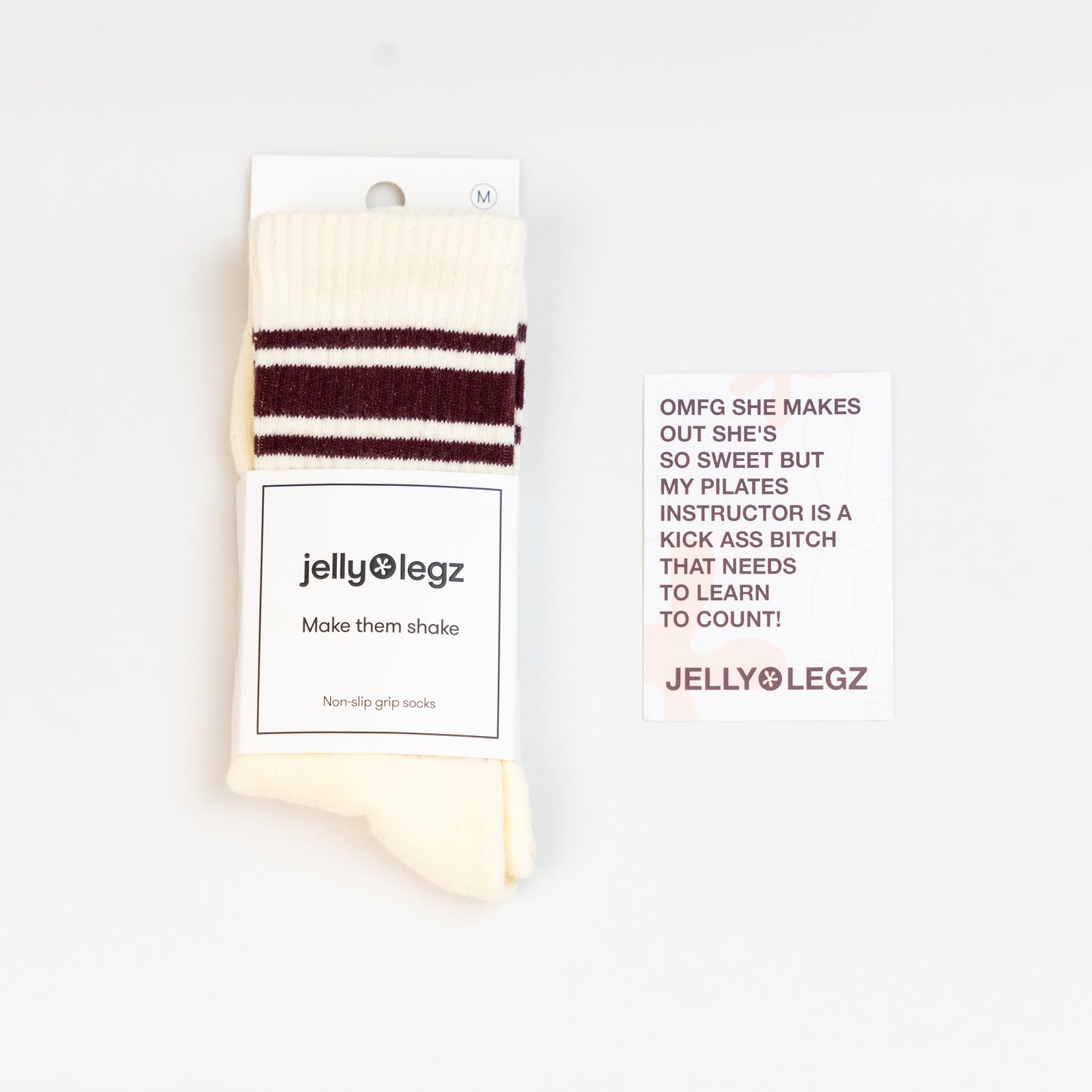 Burgundy Bliss | Cream Grippies – Burgundy 3-Stripe Edition