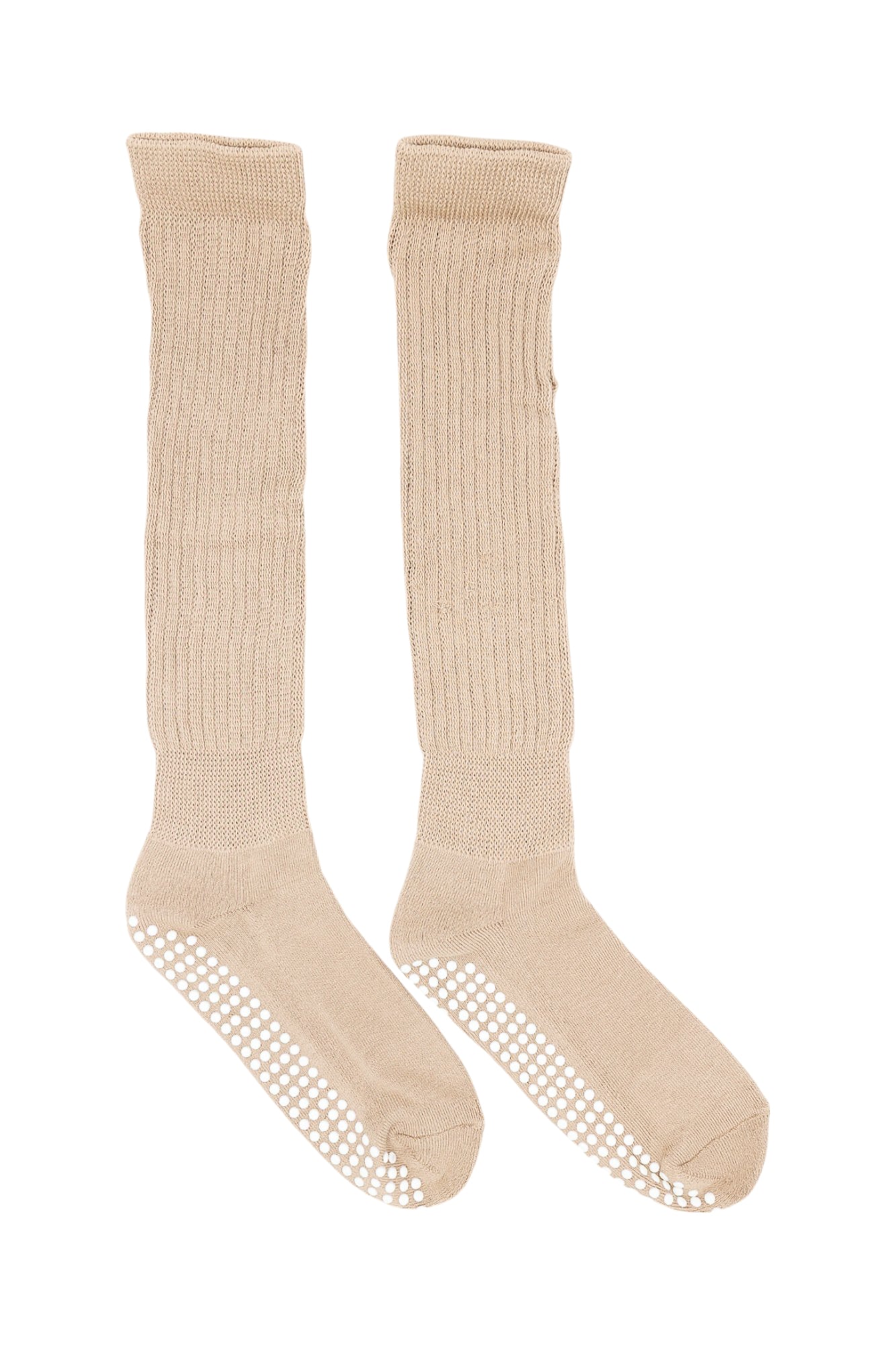 slouch grip beige pilates socks