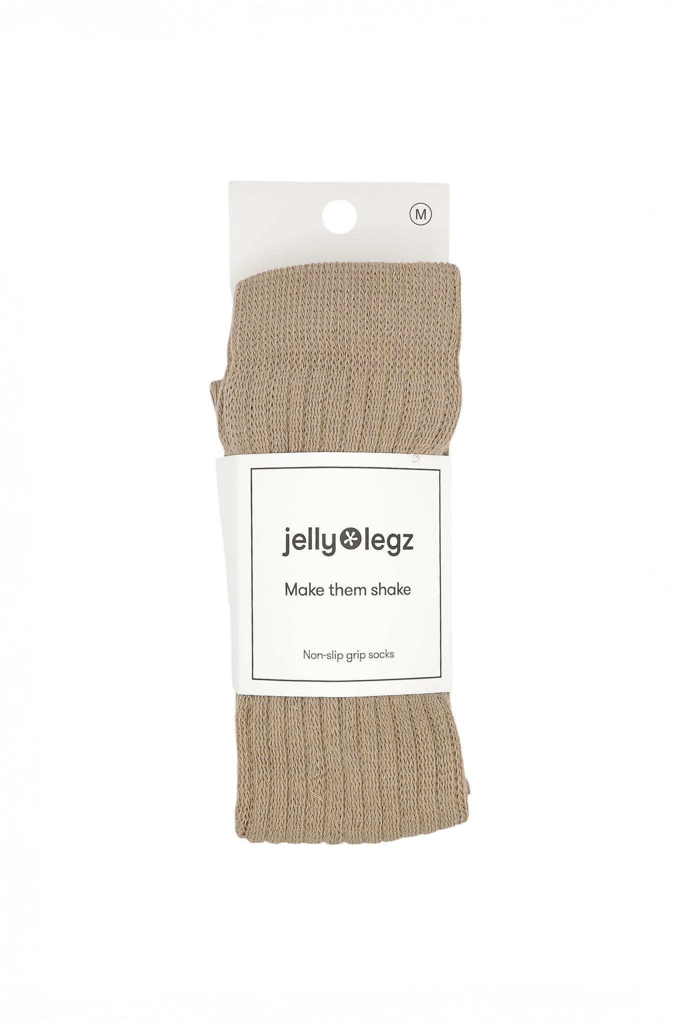 beige slouch pilates socks with white rim