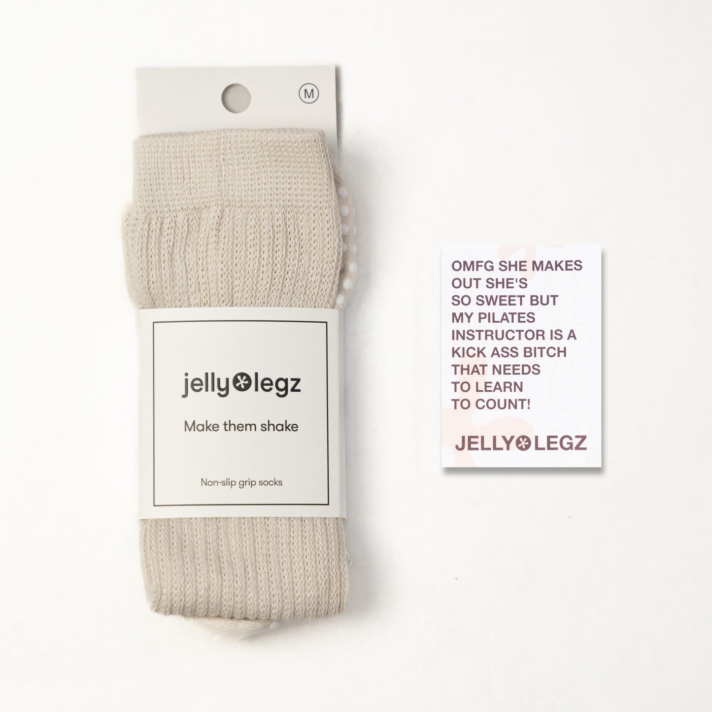 CREAM SLOUCH Pilates Grip Socks