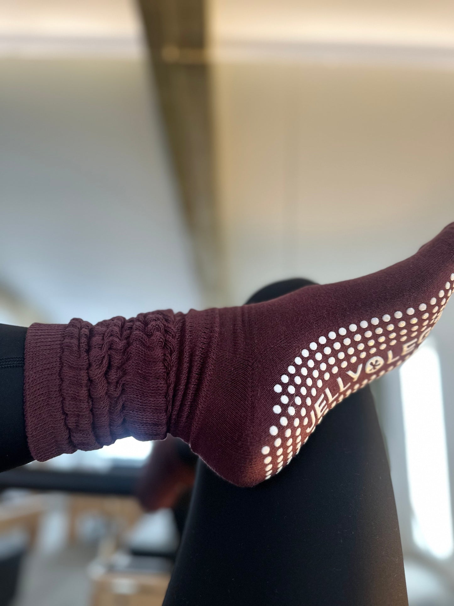 best grip Burgundy SLOUCH grip pilates socks