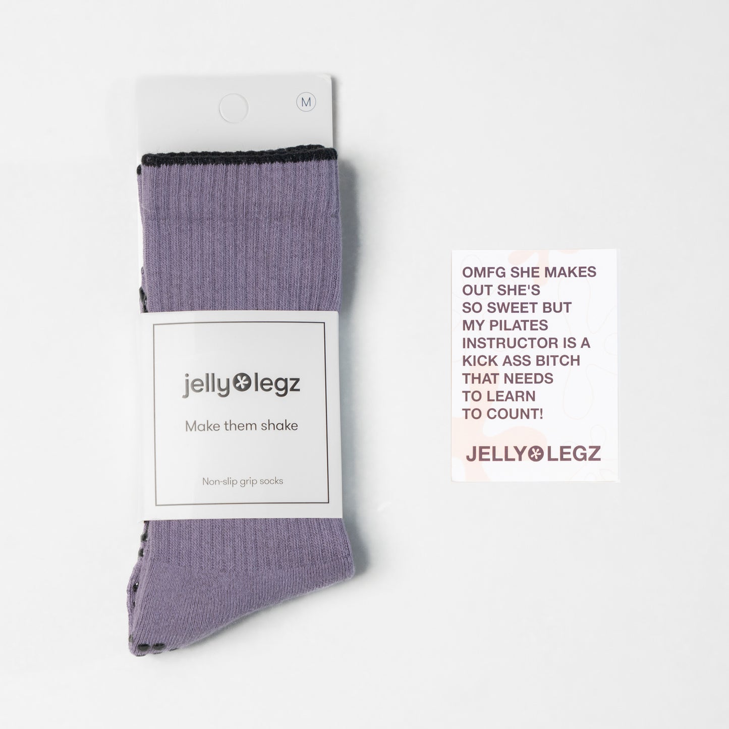 Pastel Violet with Black TIP Pilates Crew Grip Socks (MANIFEST EDITION)