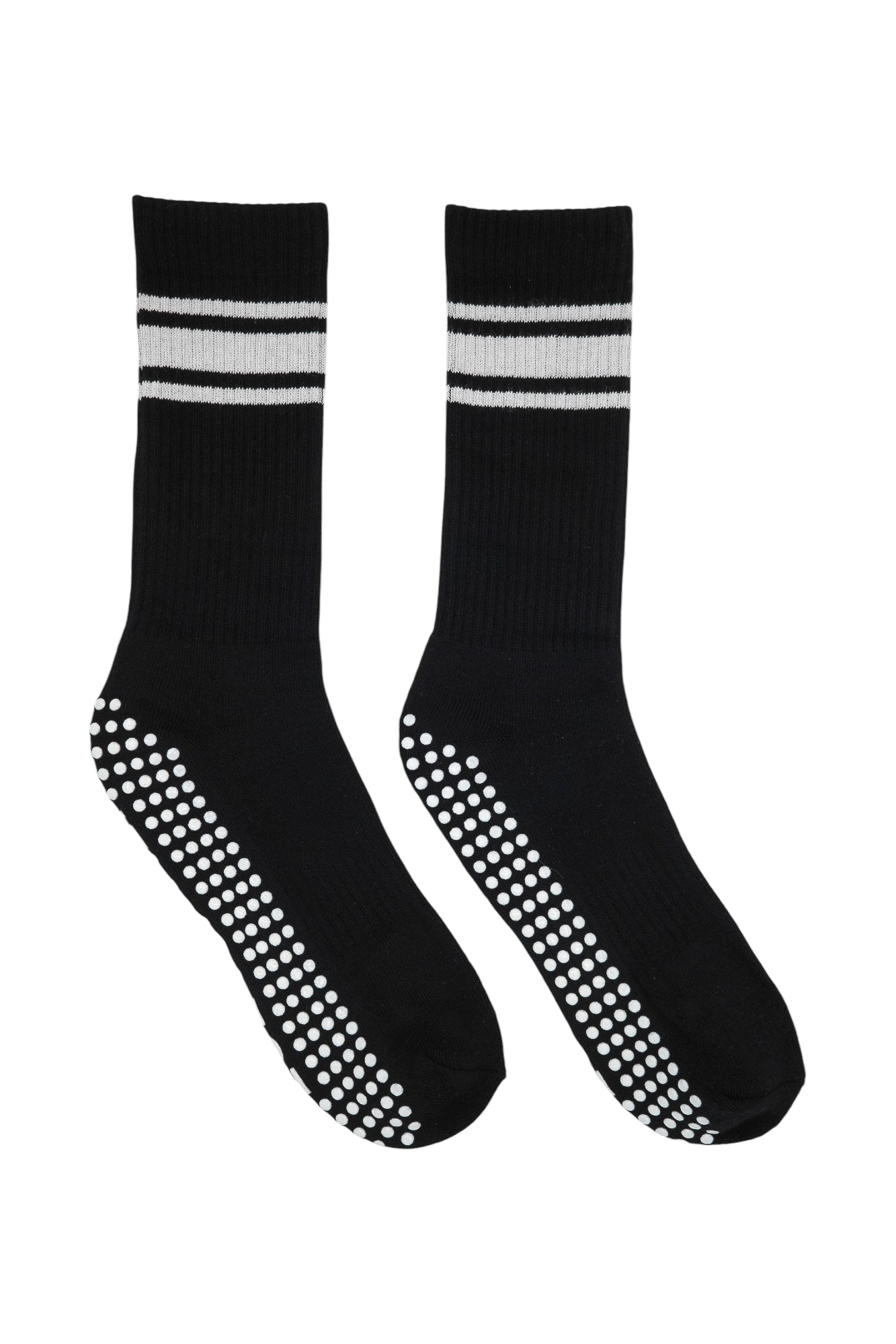 Black & White 3 Stripe Pilates Crew Grip Socks (CORE EDITION)