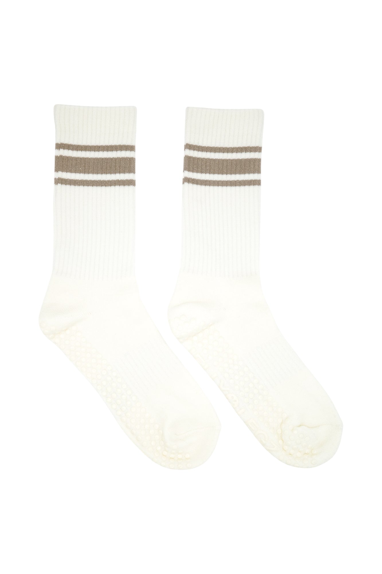 cream and mocha moose pilates luxury grip socks
