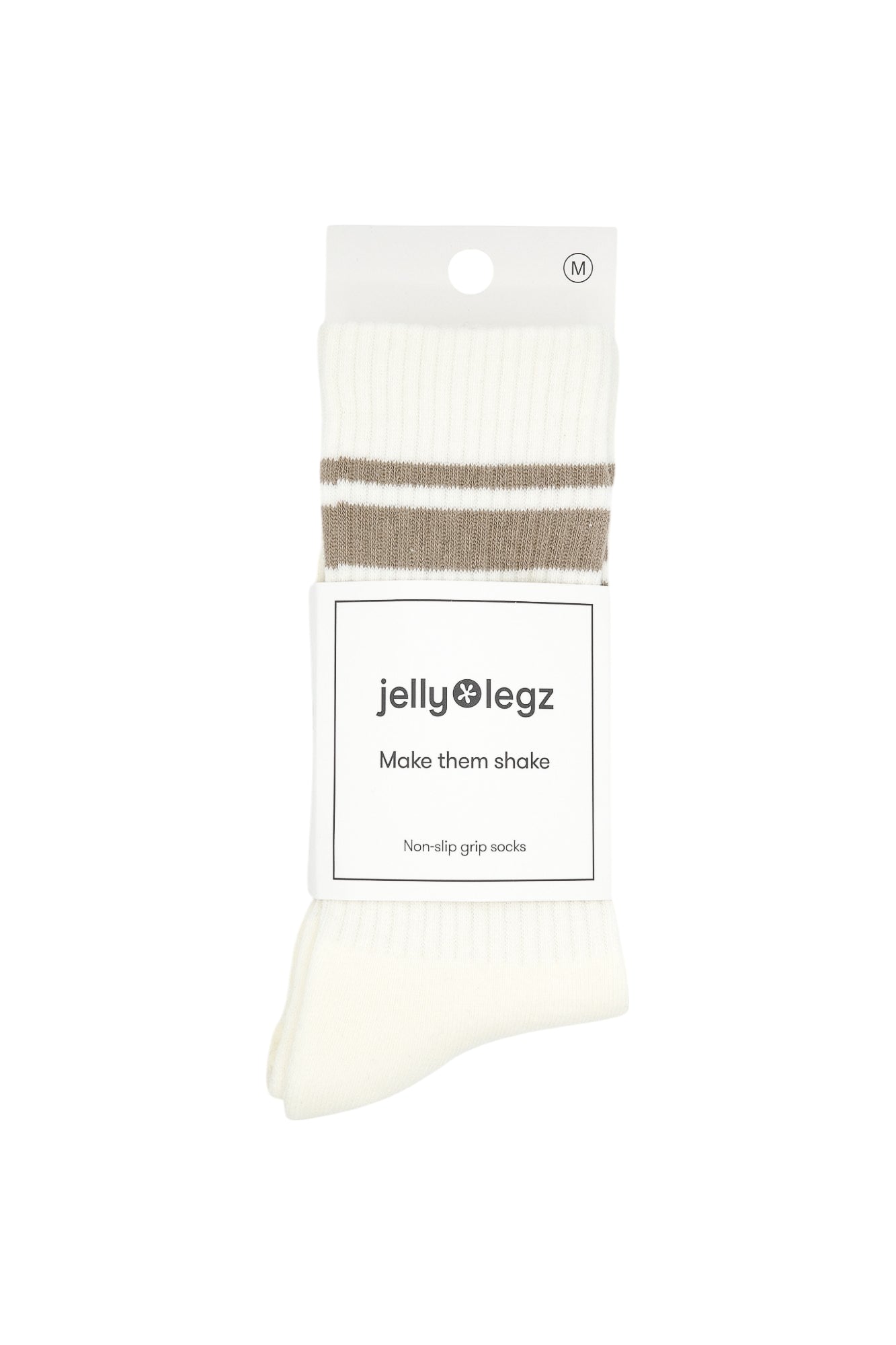 Cream & Beige 3 Stripe Pilates Grip Socks (CORE EDITION)