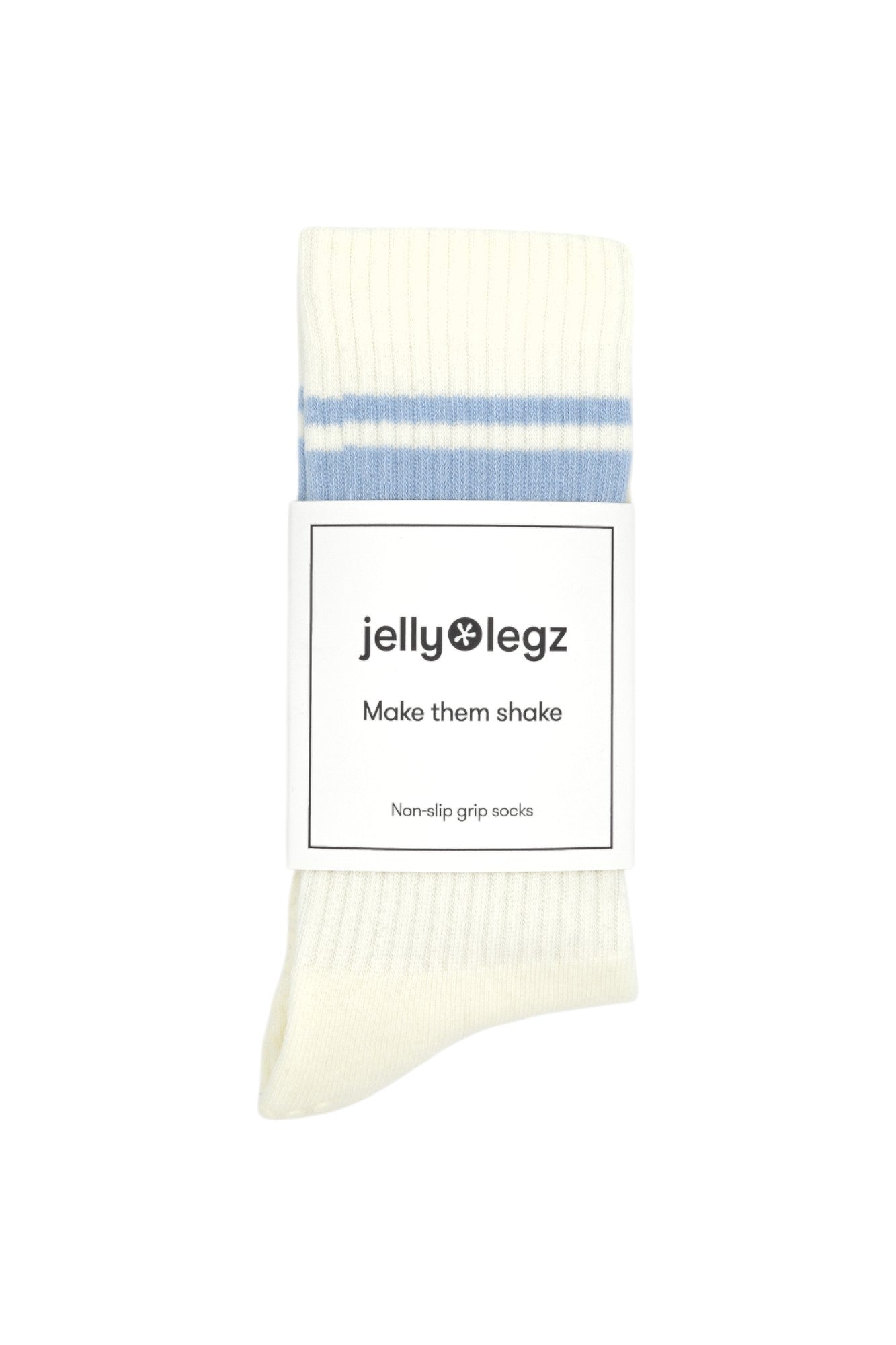 JellyLegz Cream and Blue Grip Socks