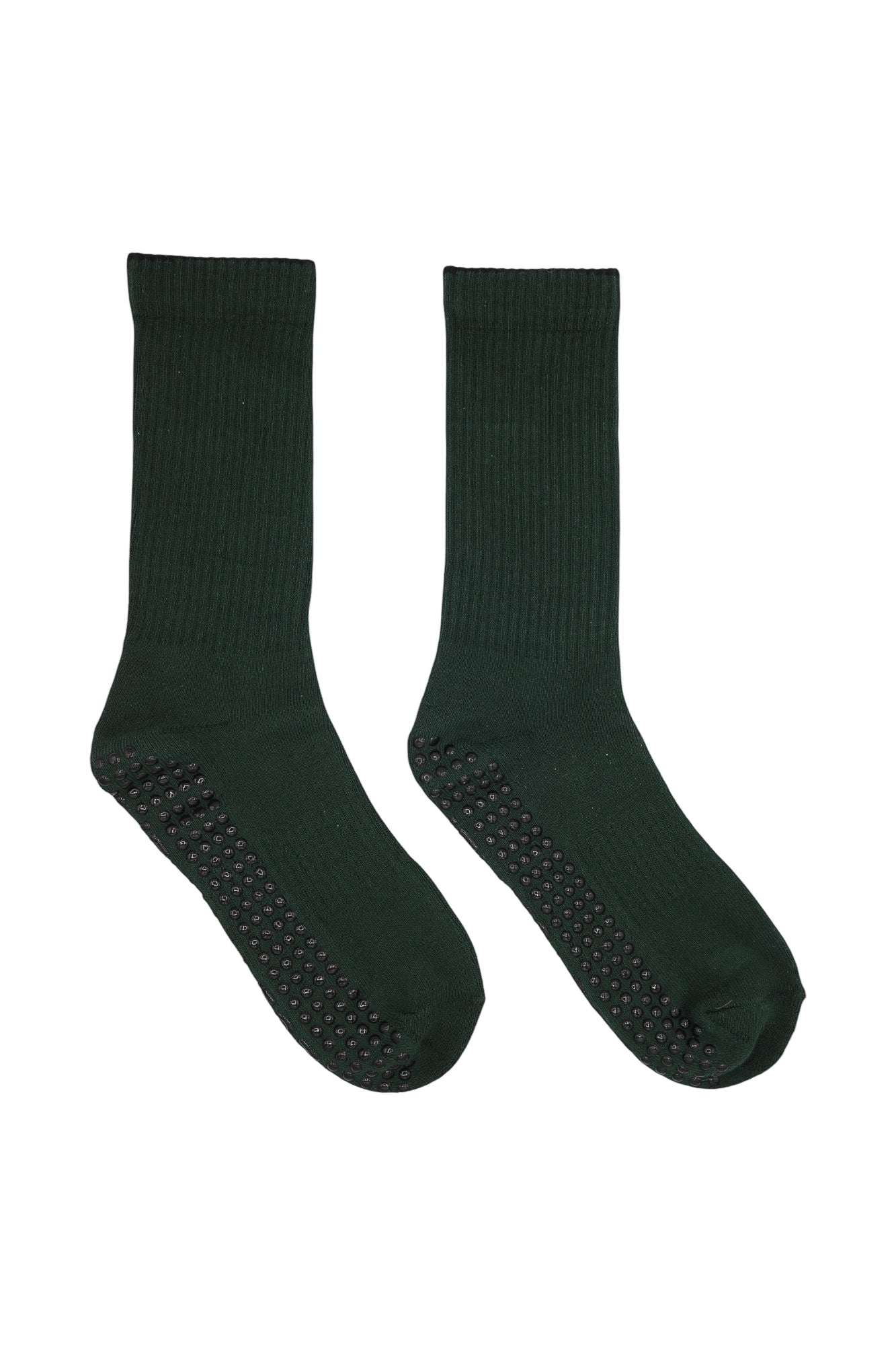 pilates luxury grip socks forest green and black rim