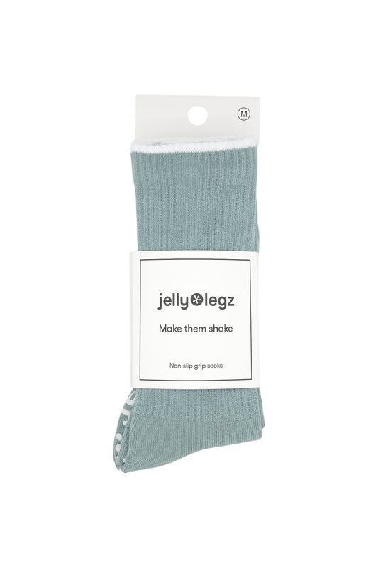 jade green pilates socks with white rim