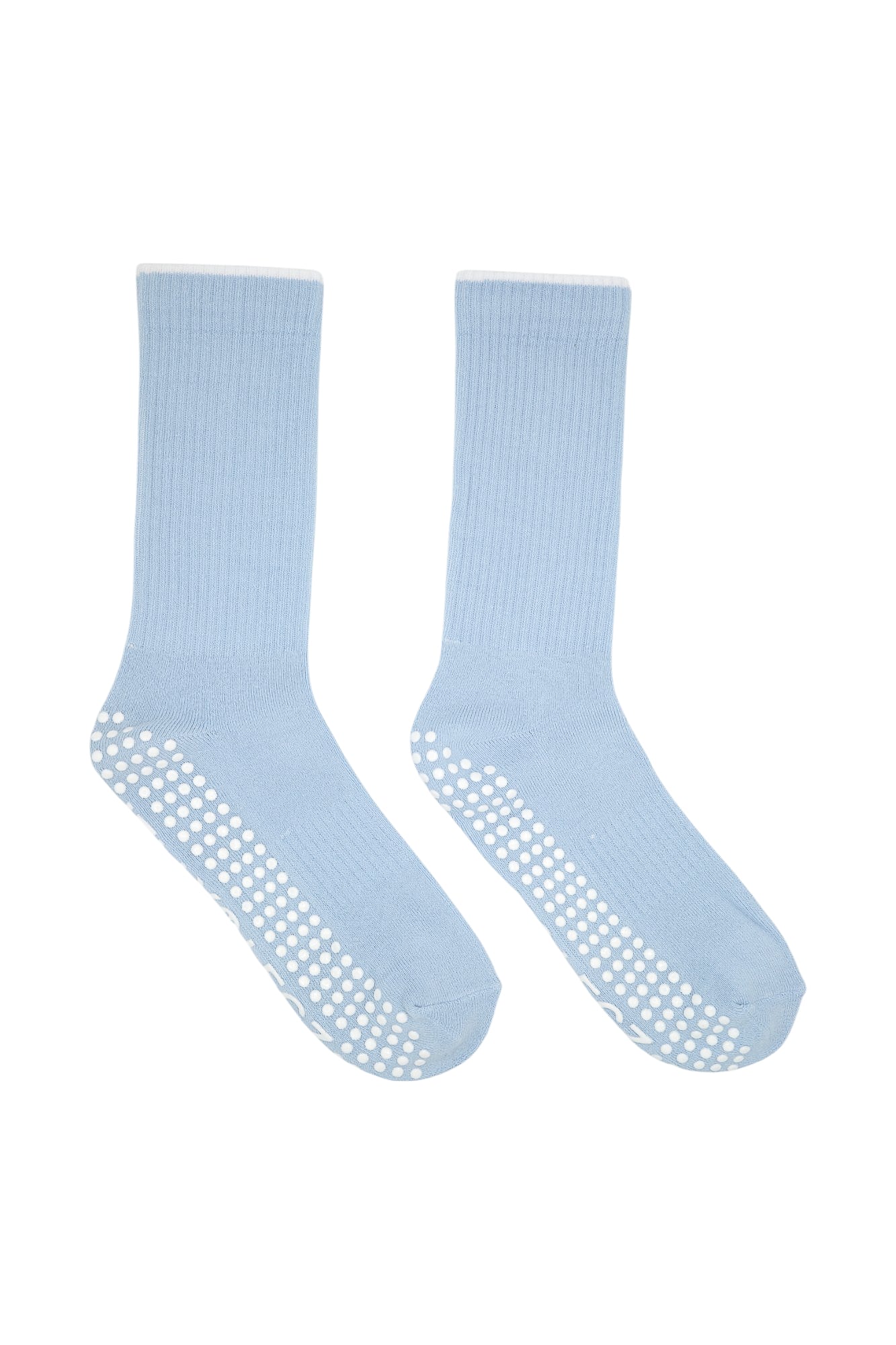 pale blue pilates socks with white rim