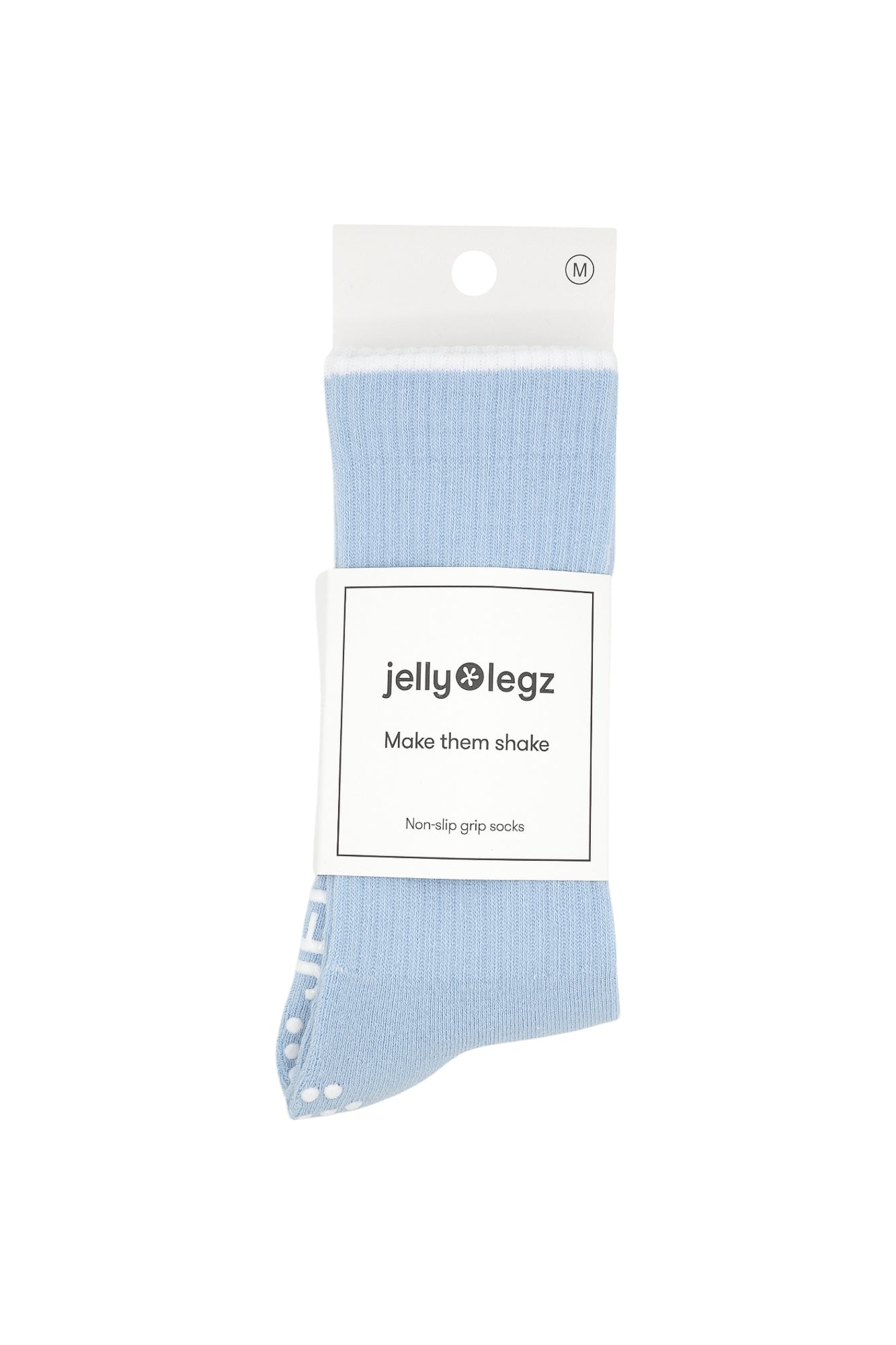 pale blue pilates socks with white rim