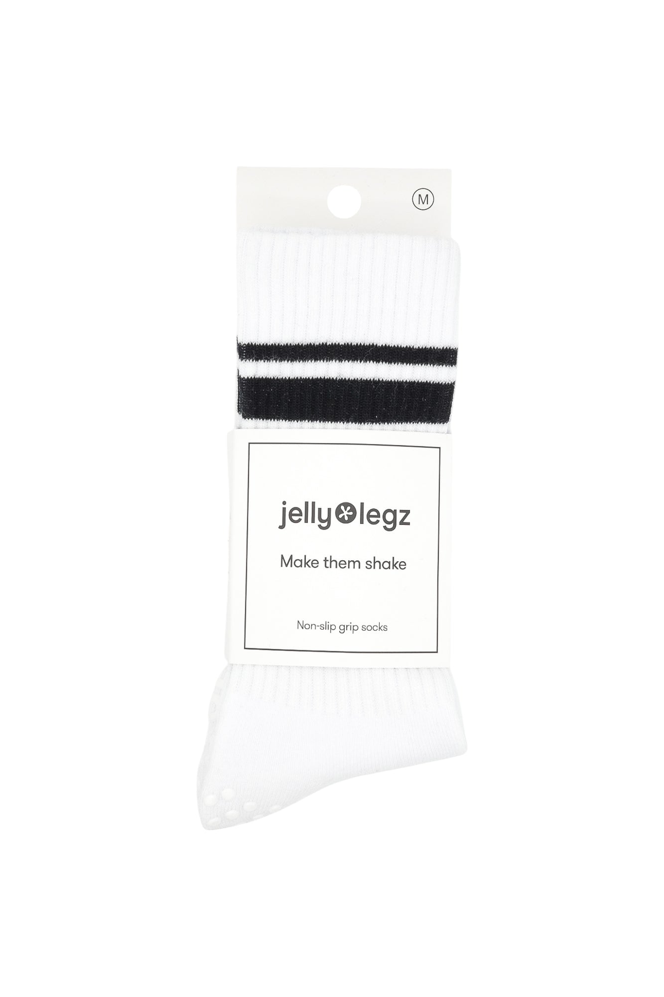 white and black 3 stripe grip pilates socks