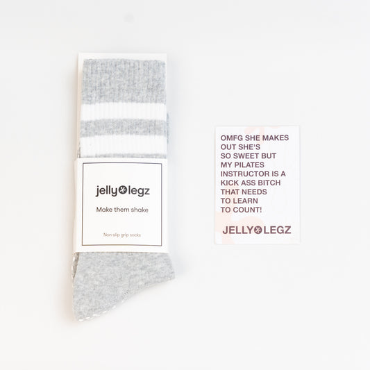 Grey & White Socks Grip Pilates Socks