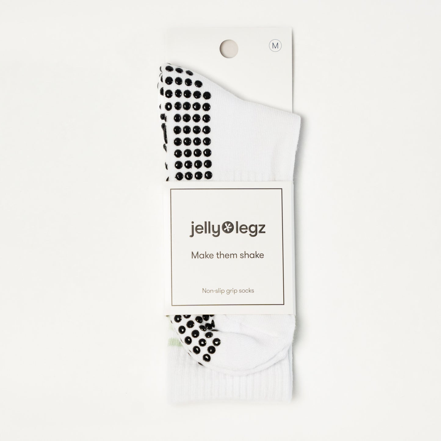 White & Sage Green3 Stripe Pilates Crew Socks (CORE EDITION)