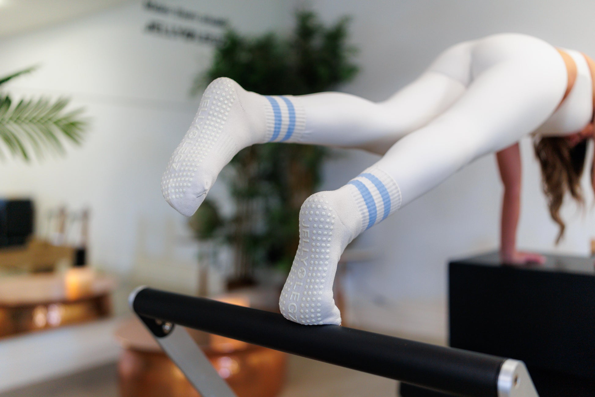 CLOUD DANCER pilates grip sock trends with a nod to 2026 pantone colour trend for pilates girls