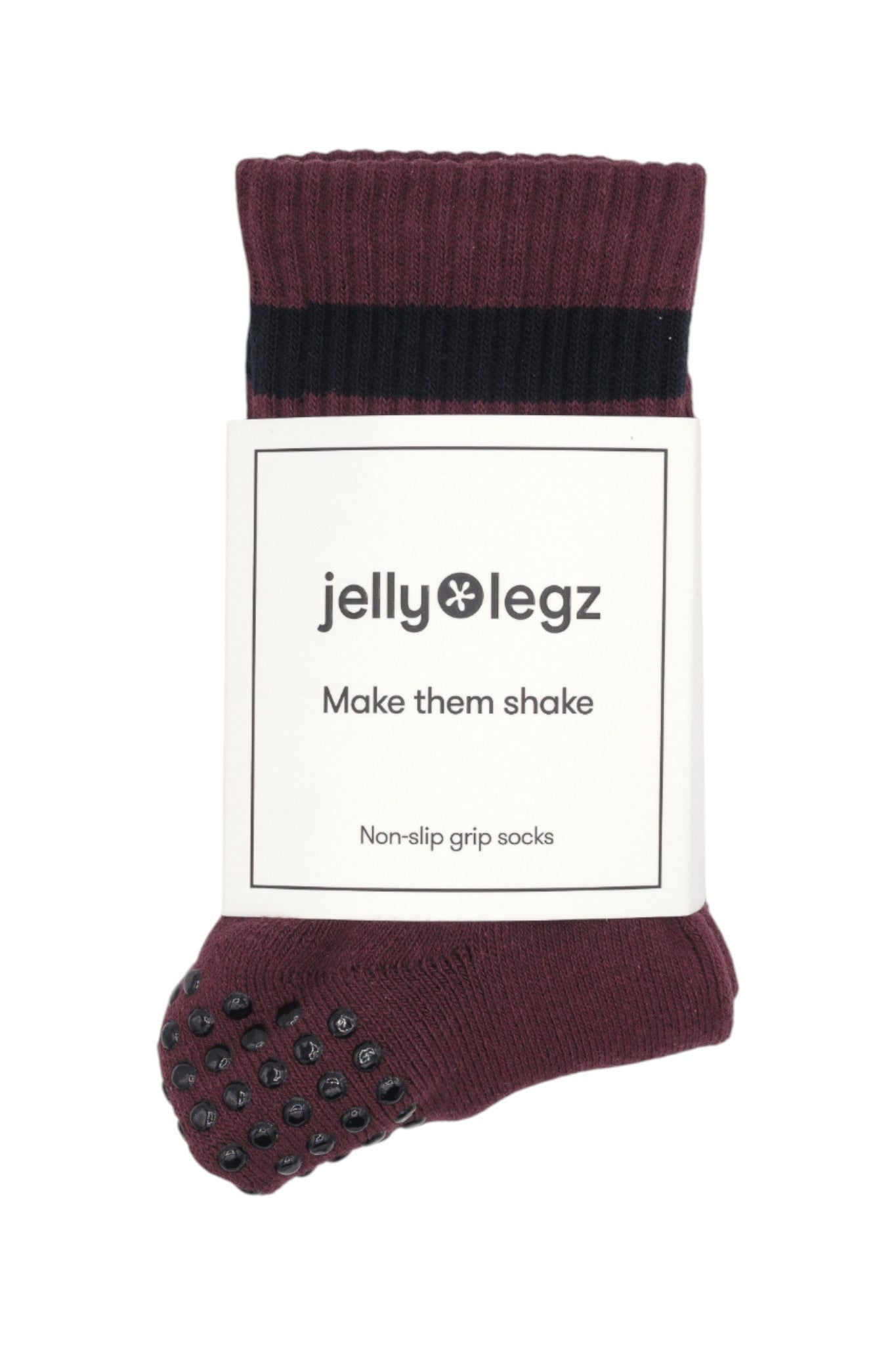 BLACK CHERRY Black & Cherry 2 Stripe Midi Grip Pilates Socks