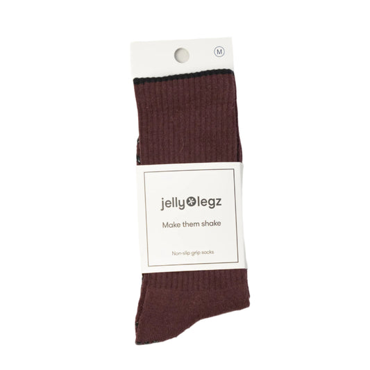 Burgundy Pilates Grip Socks Luxury with black rim