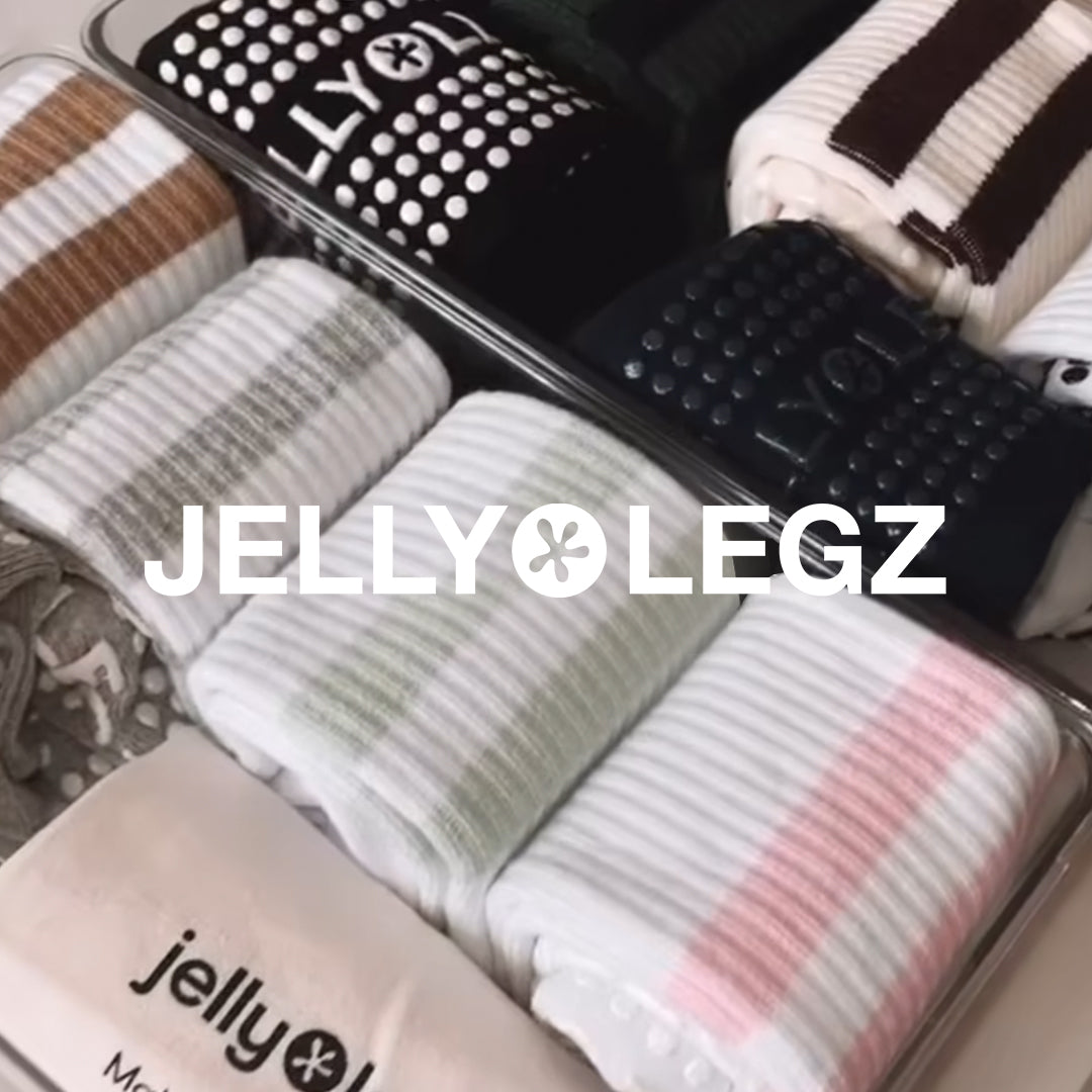 White & Beige Pilates Grip Socks – Jellylegz