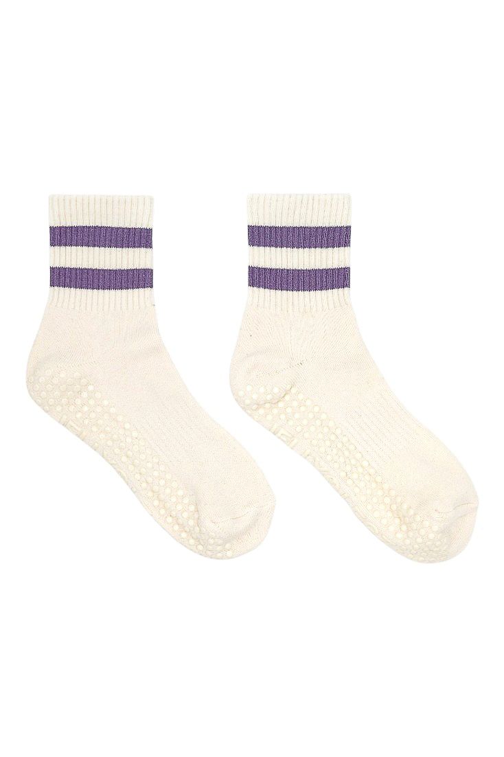 Plum Whisper Cream & Plum Pilates Grip Socks