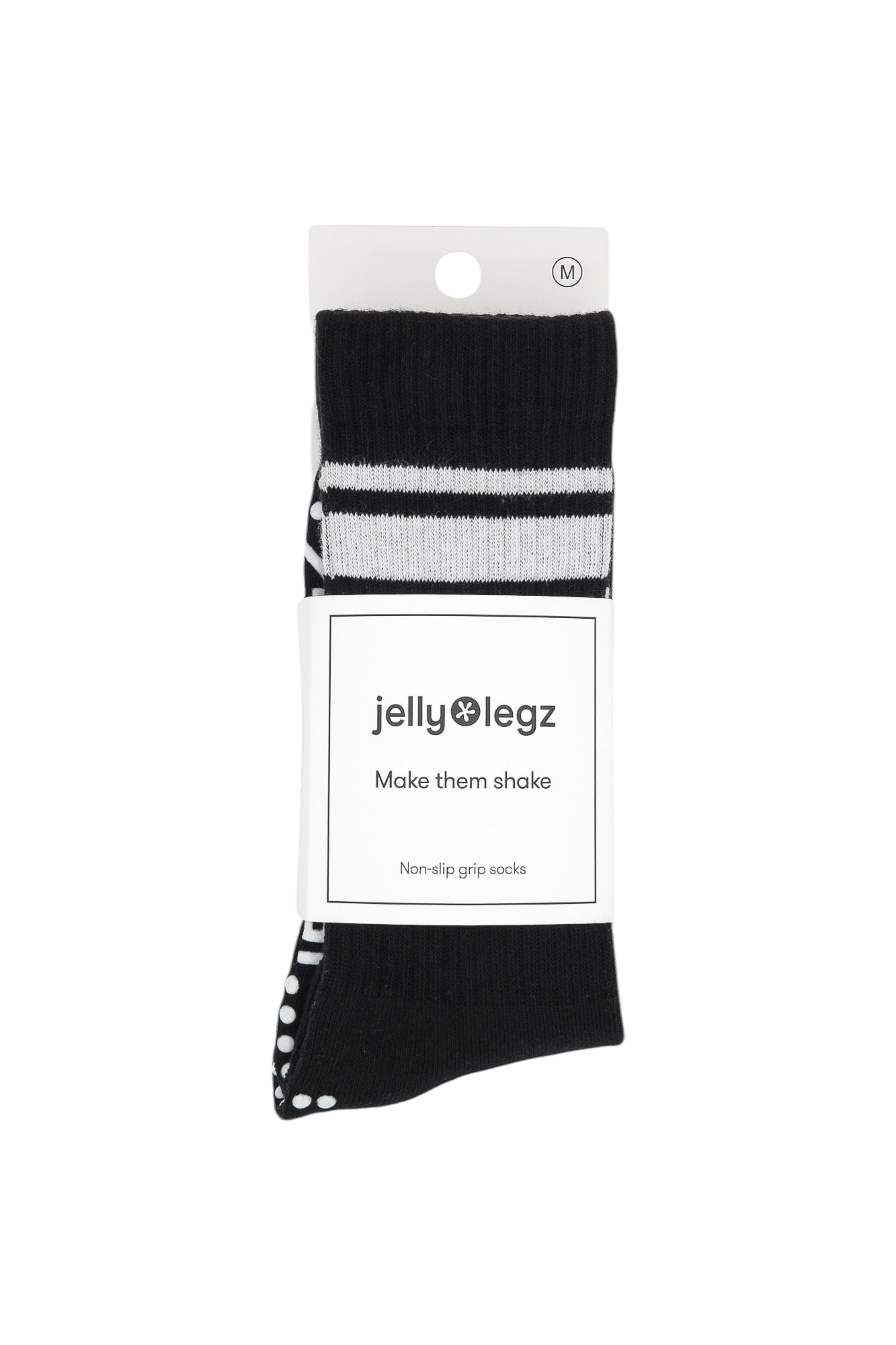 Black & White 3 Stripe Pilates Crew Grip Socks (CORE EDITION)