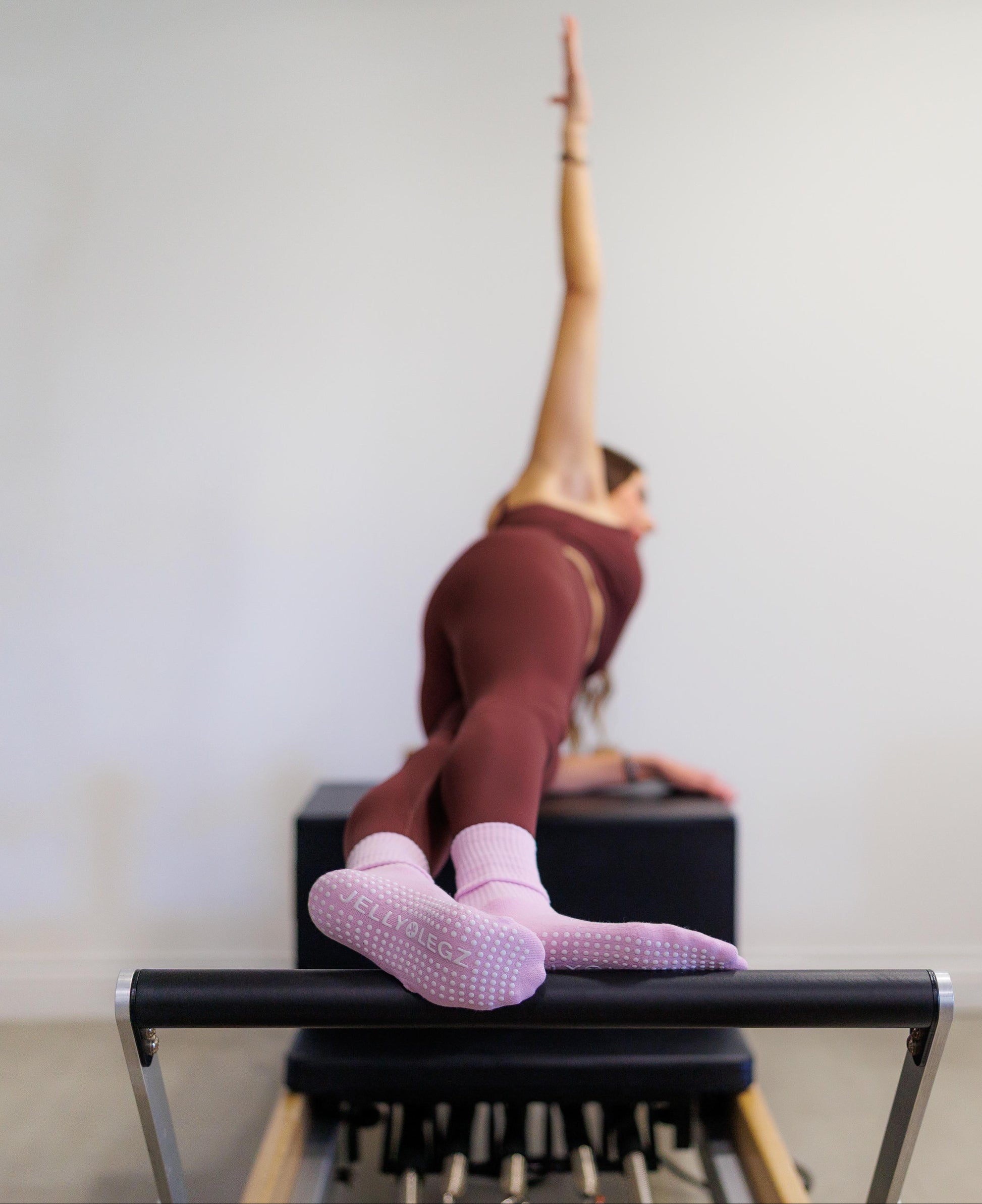 light pink pilates grip socks 