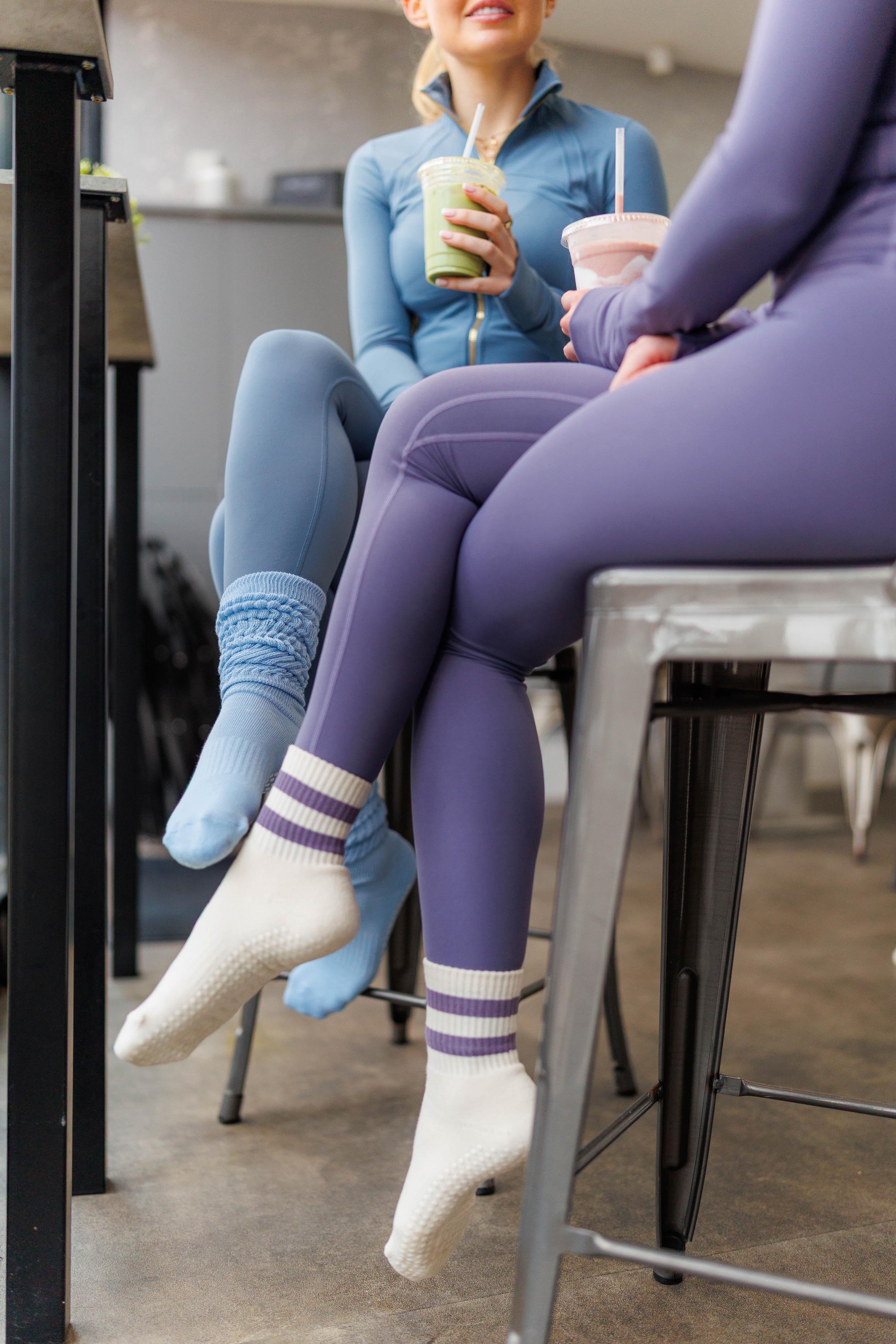 Sky Dancer Slouch Socks | Pale Blue Luxury Pilates Grip Socks