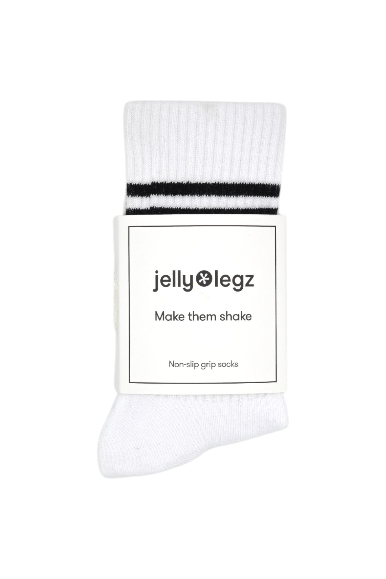 White & Midnight Blue Stripe Pilates Crew Grip Socks (limited Winter Edition)