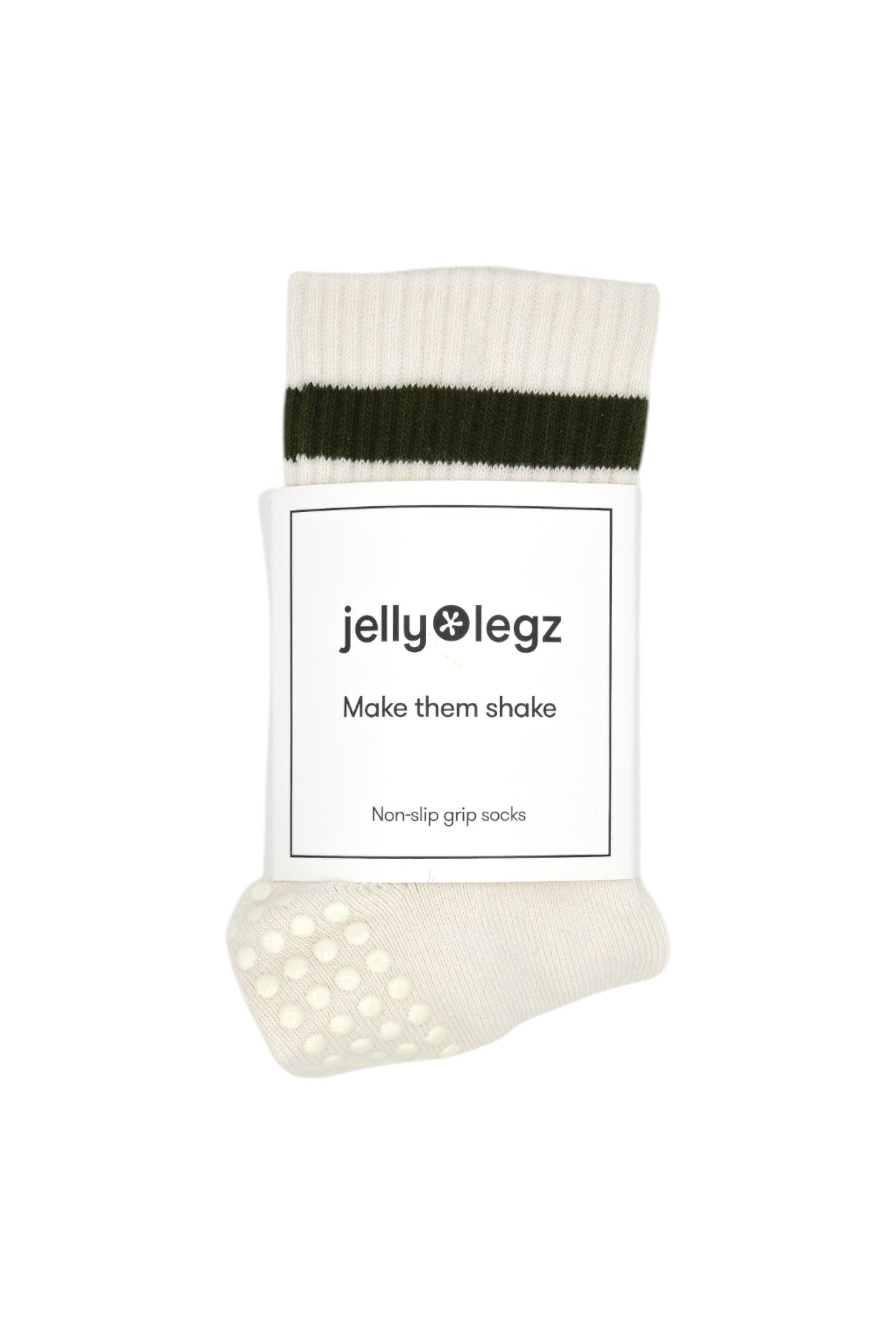 Olive Green with Cream Pilates Grip Socks (MOVE WITH THE MOOD COLLECTION)