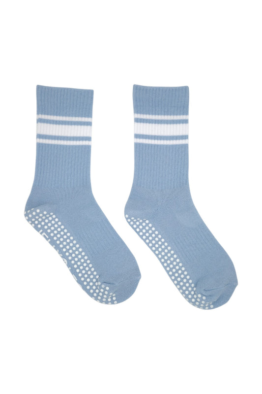 Children's Pale Blue Crewe Pilates Grip Socks (Kids Pastel Collection)