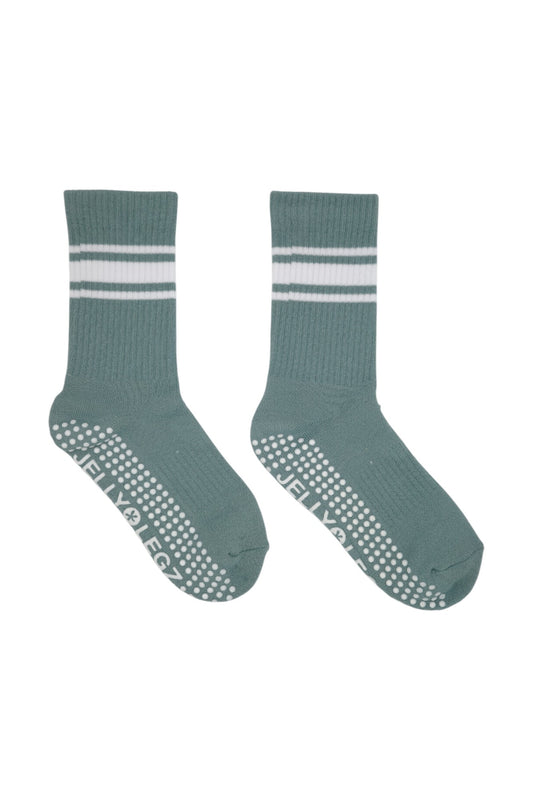 Children's Jade Green Crewe Pilates Grip Socks (Kids Pastel Collection)