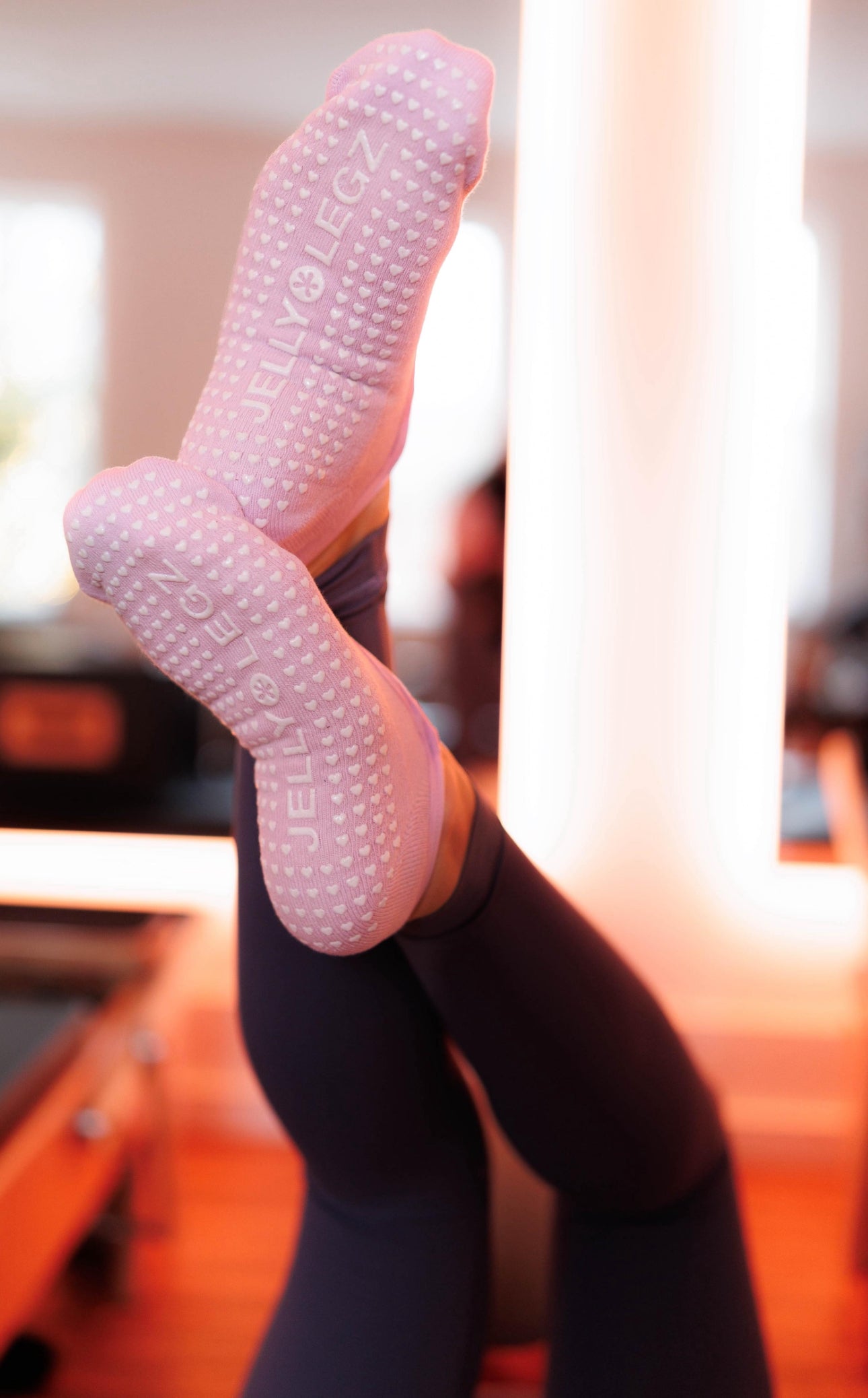 Aura Pink Pilates & Barre Midi Grip Socks | Heart & Soul Collection