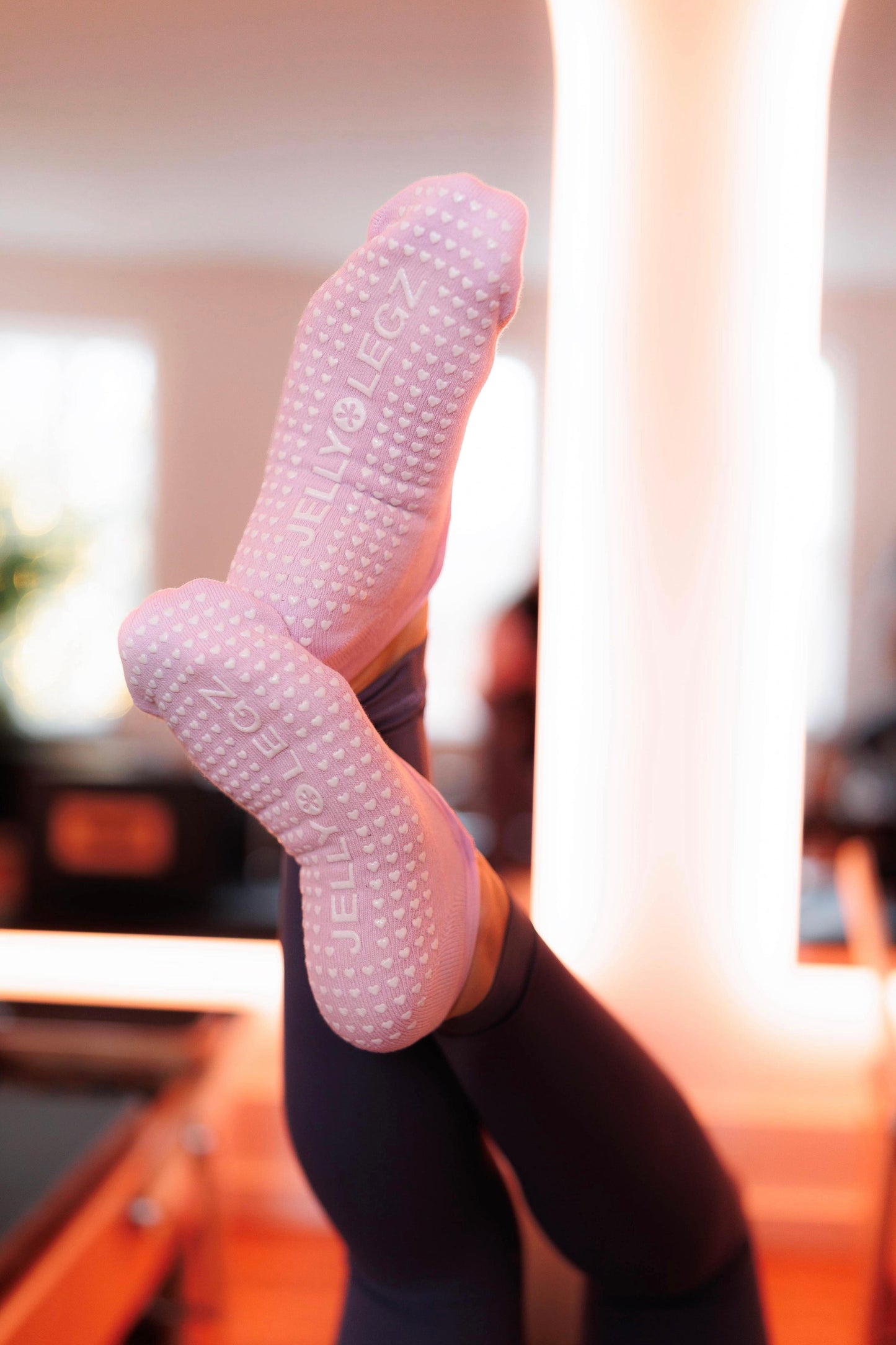 Rose Quartz Pink Pilates Crew Grip Socks