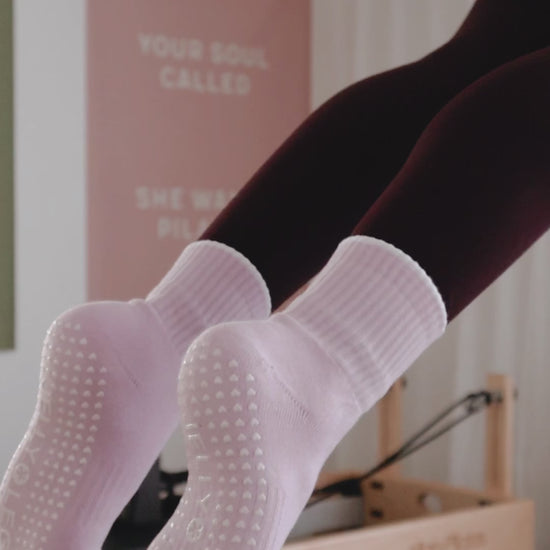 pink pilates grip socks self love and galentines girls