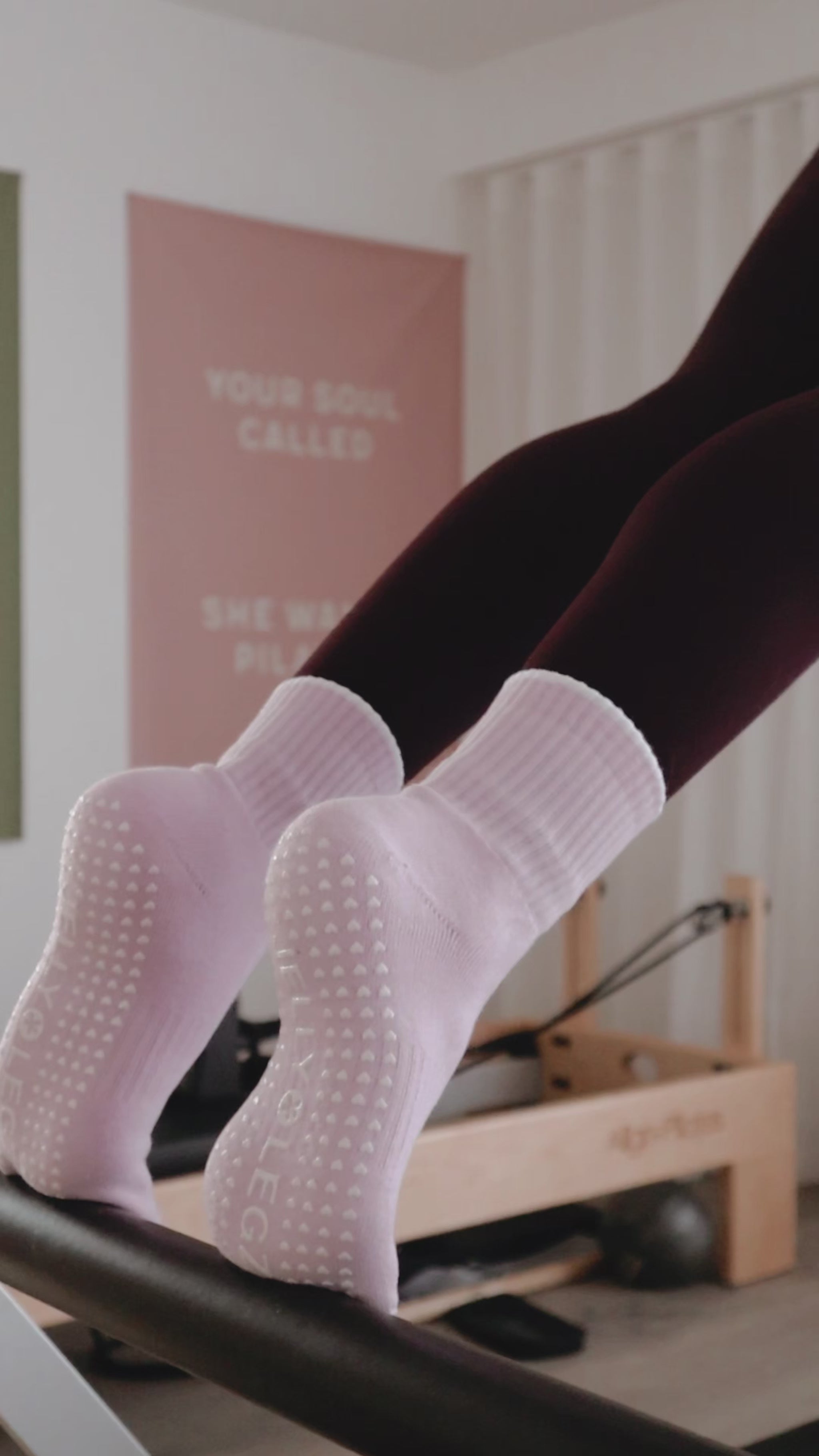 pink pilates grip socks self love and galentines girls