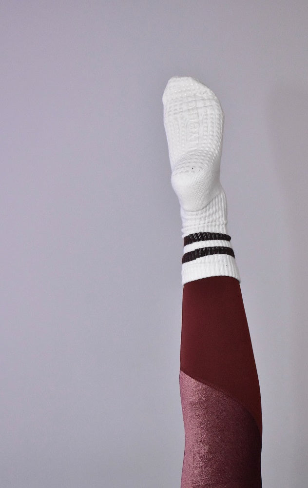 Cream & Brown Grip Pilates Socks